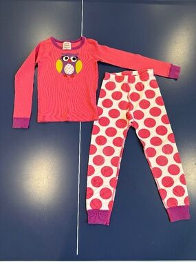 Size 110 Hanna Andersson Pink Owl Dot Long Johns